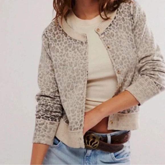 Free People Nocturnal Patterned Cardi Tea Combo - Leopard - Picture 8 of 10